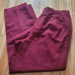 Talbots Womens Wool Blend Pleated Pants Size 16 Burgundy